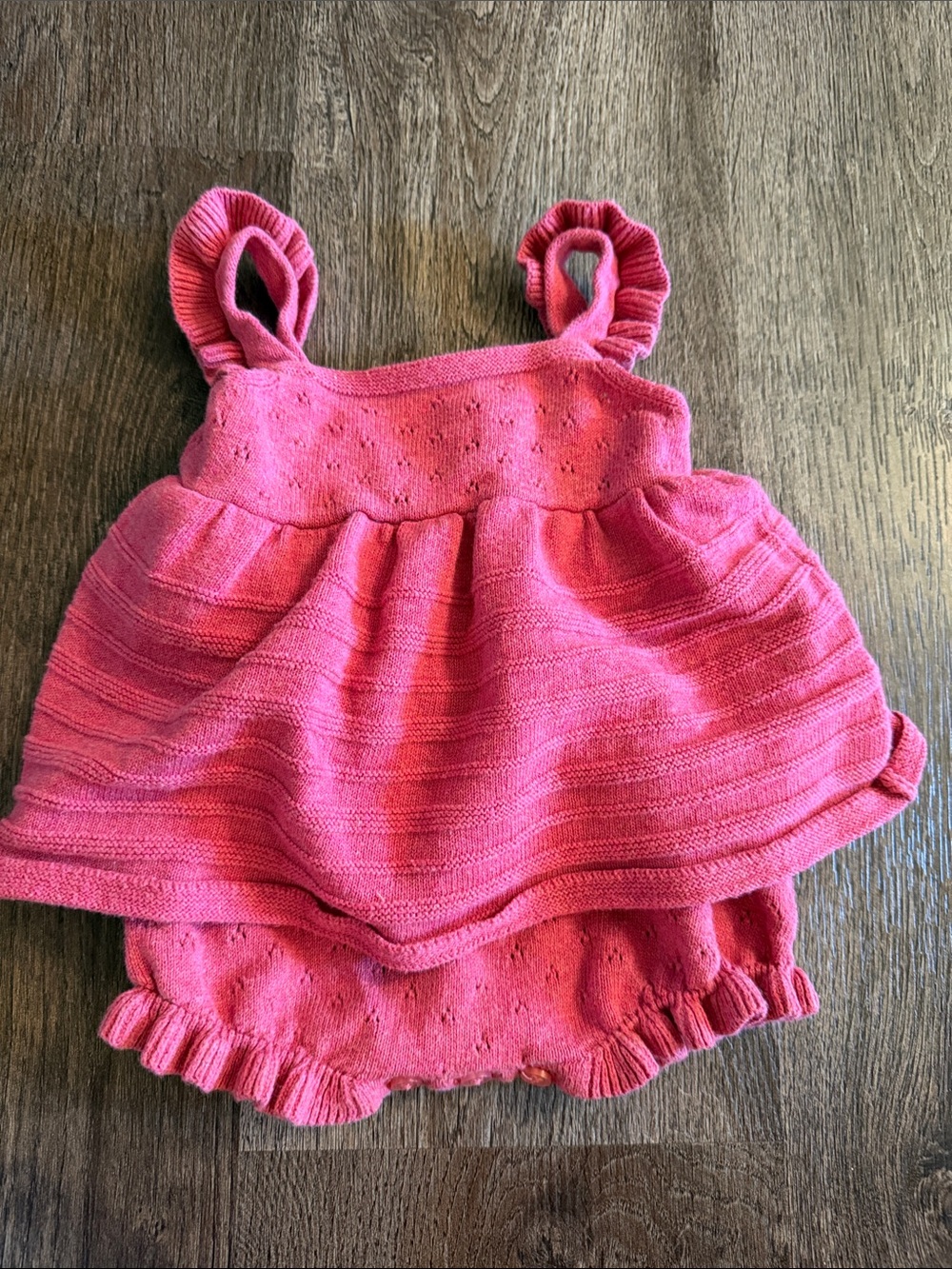 Stitch &‎ Bean pink knit ruffle tank baby bubble SIZE 0-3m